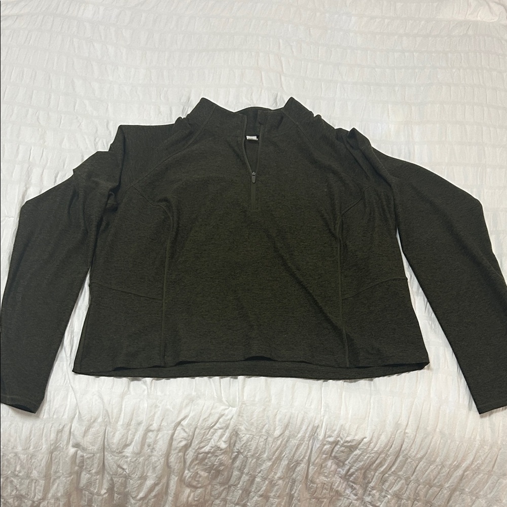 Old Navy Women's Olive Green Quarter Zip Long Sleeve Top